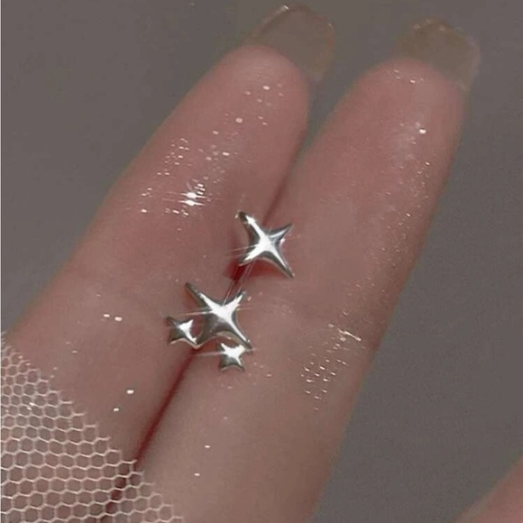 SILVER 4/$25 2pc Star Stud Earrings - Picture 2 of 3